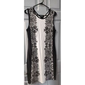 Venus Womens Black & White Sleeveless Lace Print Dress‎ Size XL